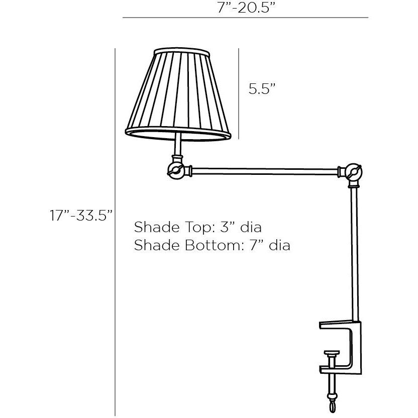 Tilt & Clamp 17 inch 40 watt Antique Brass Lamp Portable Light
