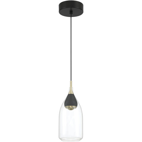 Arabesque LED 4.5 inch Coal And Brushed Gold Mini Pendant Ceiling Light