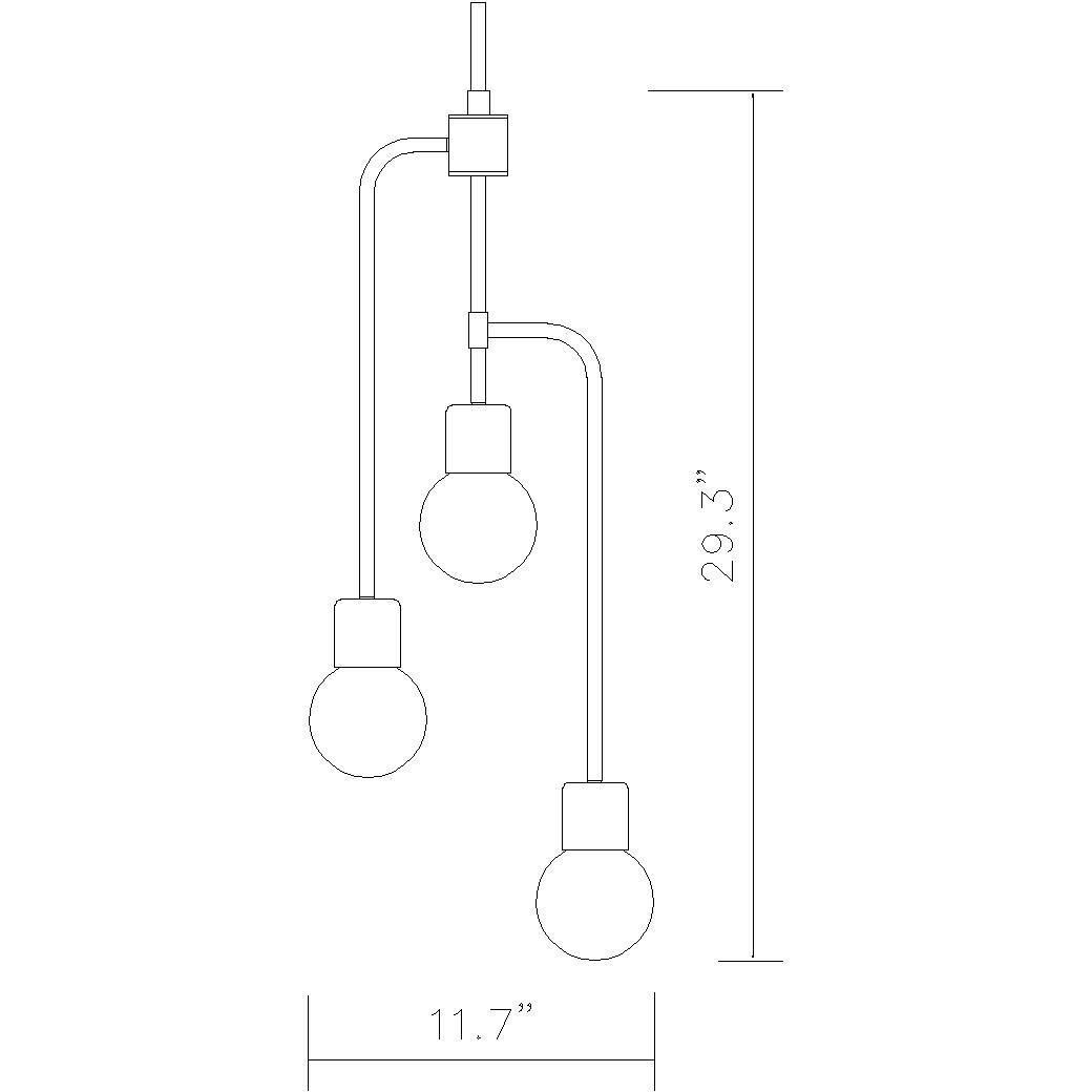 Neutra 3 Light 11.75 inch Matte Black and Polished Nickel Chandelier Ceiling Light