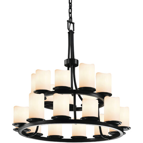 CandleAria 21 Light 33 inch Matte Black Chandelier Ceiling Light in Cream, Cylinder with Melted Rim, Incandescent