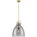 Downtown Urban Newton Bell 1 Light 14 inch Brushed Brass Pendant Ceiling Light in Plated Smoke