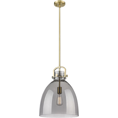 Downtown Urban Newton Bell 1 Light 14 inch Brushed Brass Pendant Ceiling Light in Plated Smoke