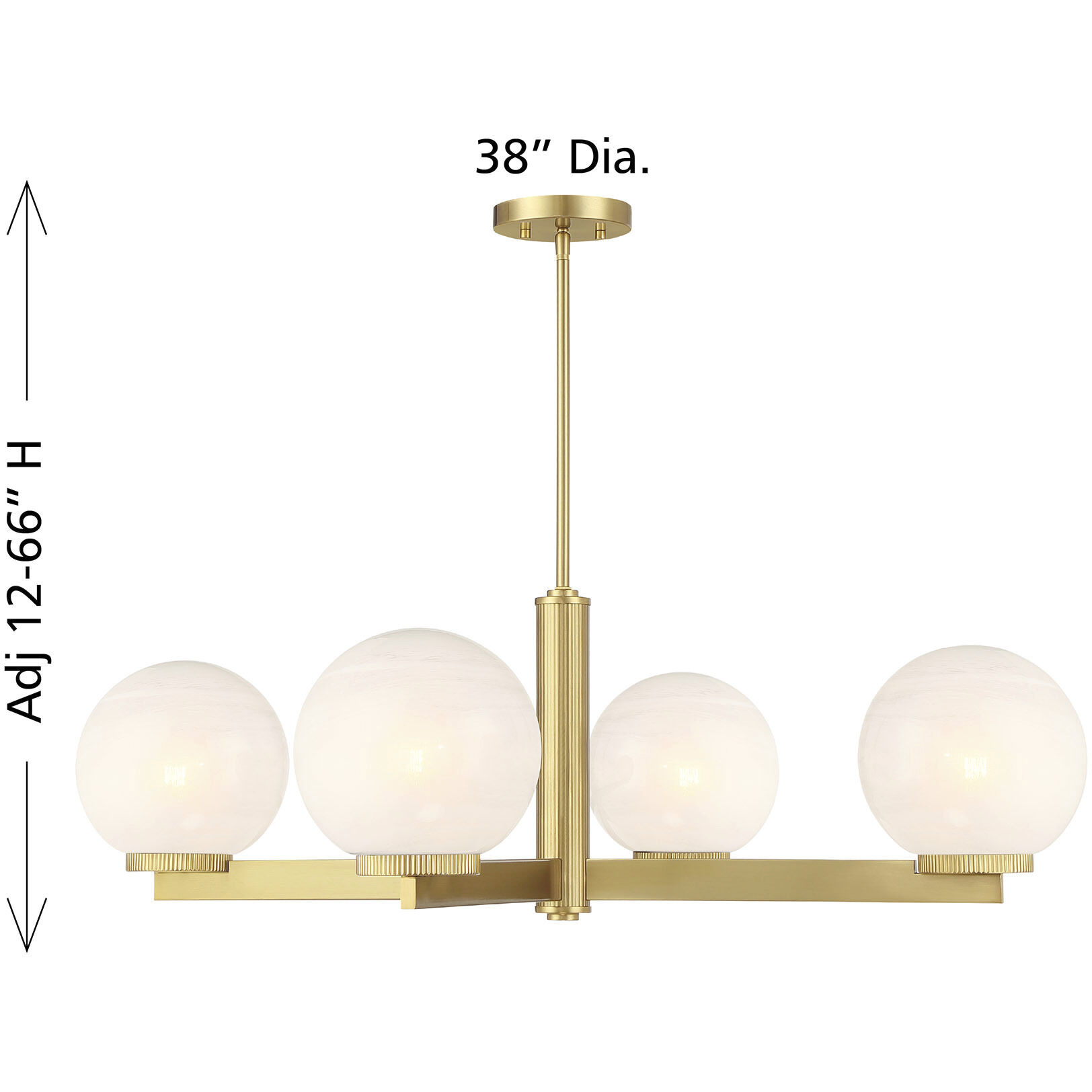 Modern 4 Light 38 inch Natural Brass Chandelier Ceiling Light