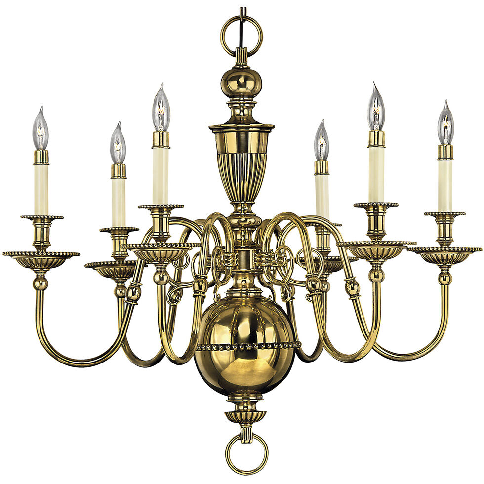 Cambridge 6 Light 29 inch Burnished Brass Indoor Chandelier Ceiling Light