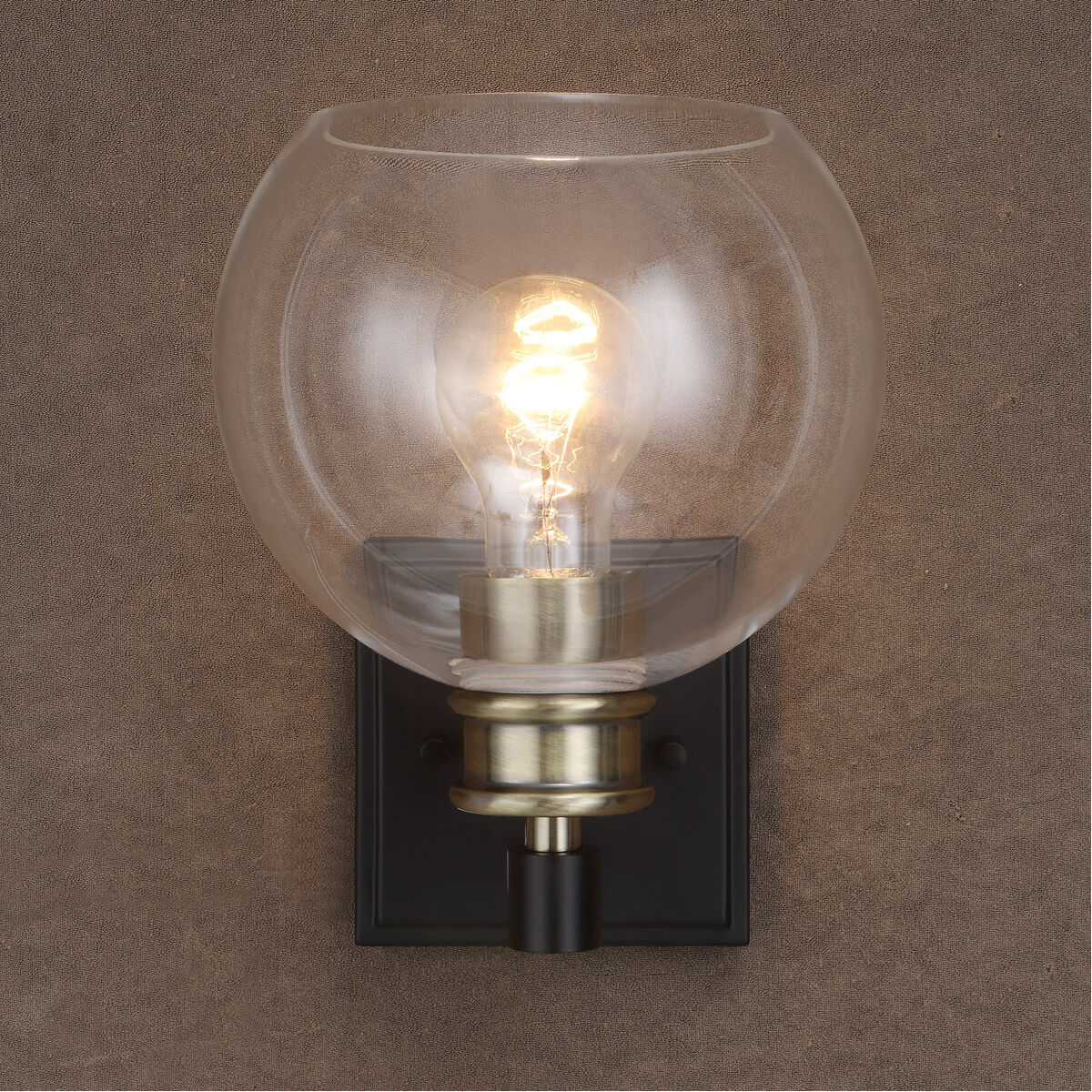Kent 1 Light 7 inch Matte Black and Plated Antique Brass Sconce Wall Light