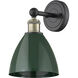 Plymouth Dome Sconce Wall Light in Black Antique Brass, Green