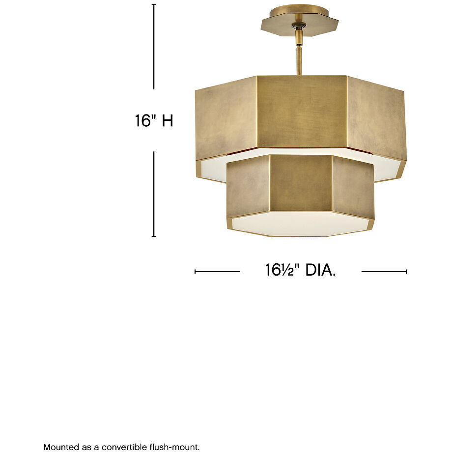 Facet 5 Light 16.5 inch Heritage Brass Pendant Ceiling Light