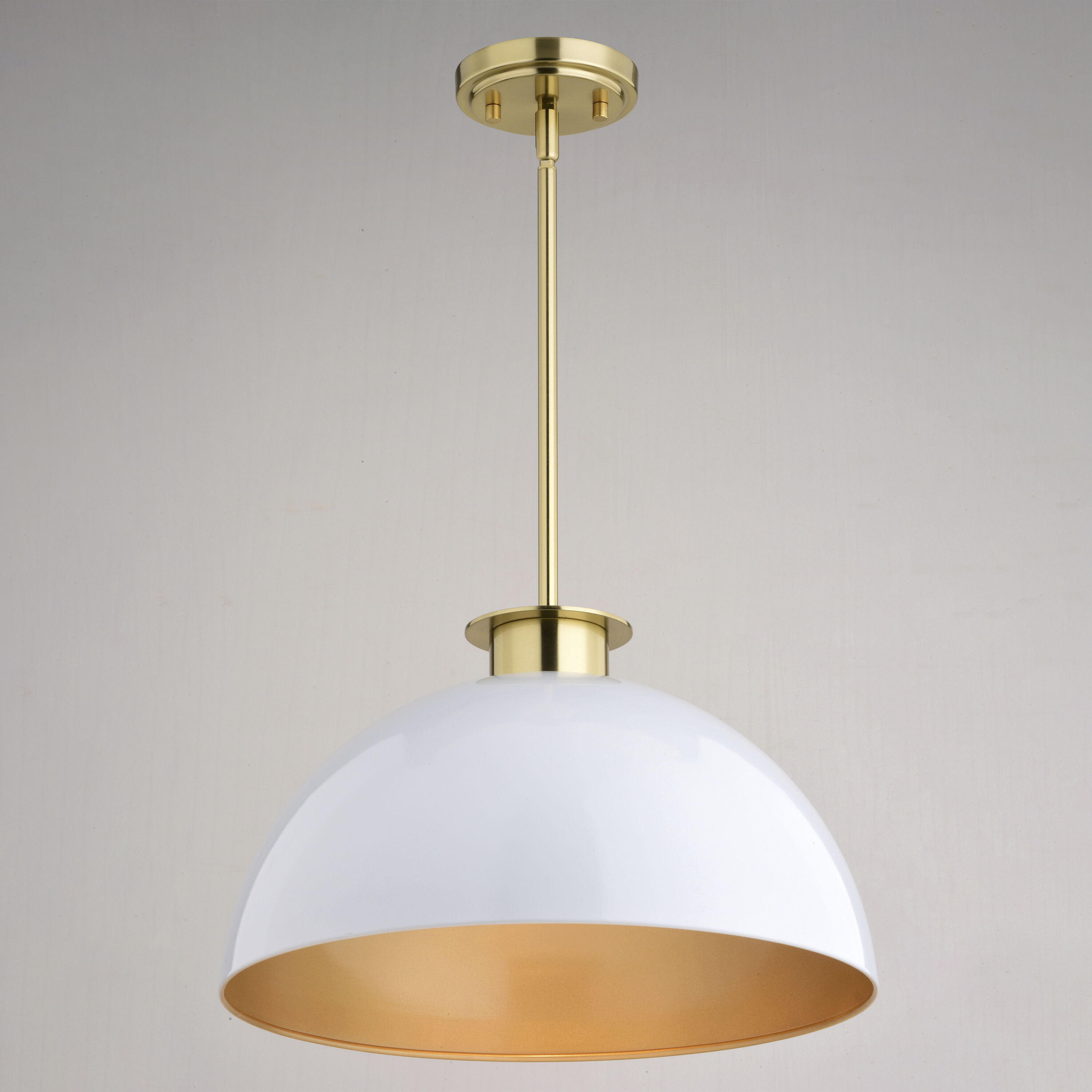 Devon LED 15.75 inch Glossy White and Satin Brass Pendant Ceiling Light