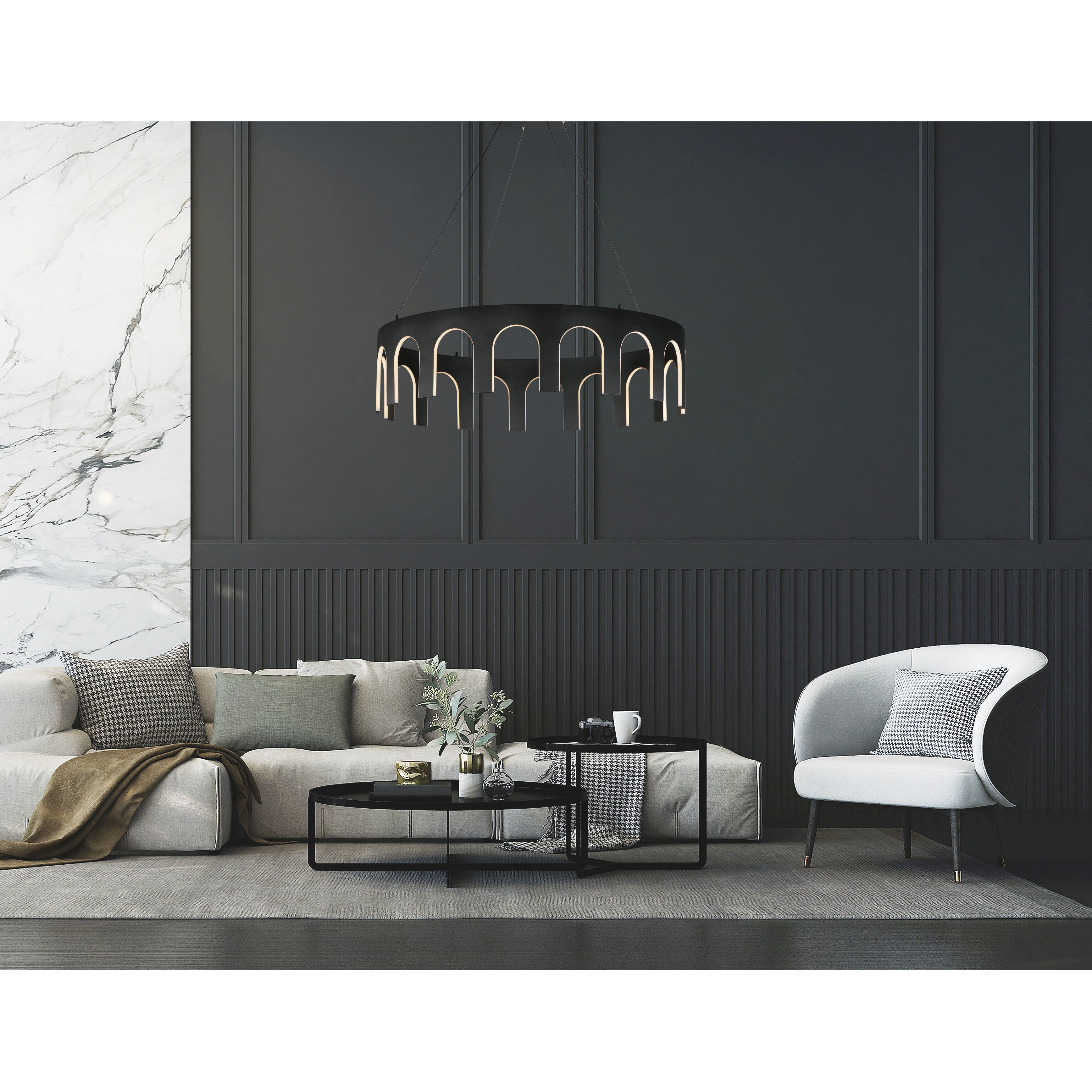 Coronation LED 39.25 inch Black Single Pendant Ceiling Light