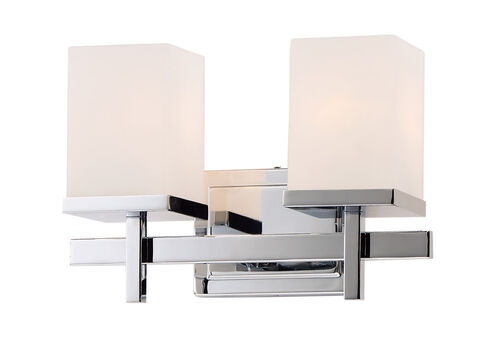 Tetra 2 Light 14 inch Polished Chrome Bath Vanity Wall Light in Satin White
