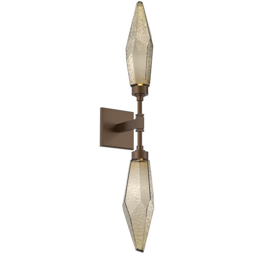 Rock Crystal LED 4.5 inch Flat Bronze Indoor Sconce Wall Light in 3000K LED, Chilled Bronze, Double