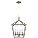 Lacey 4 Light 12 inch Antique Silver Leaf Pendant Ceiling Light