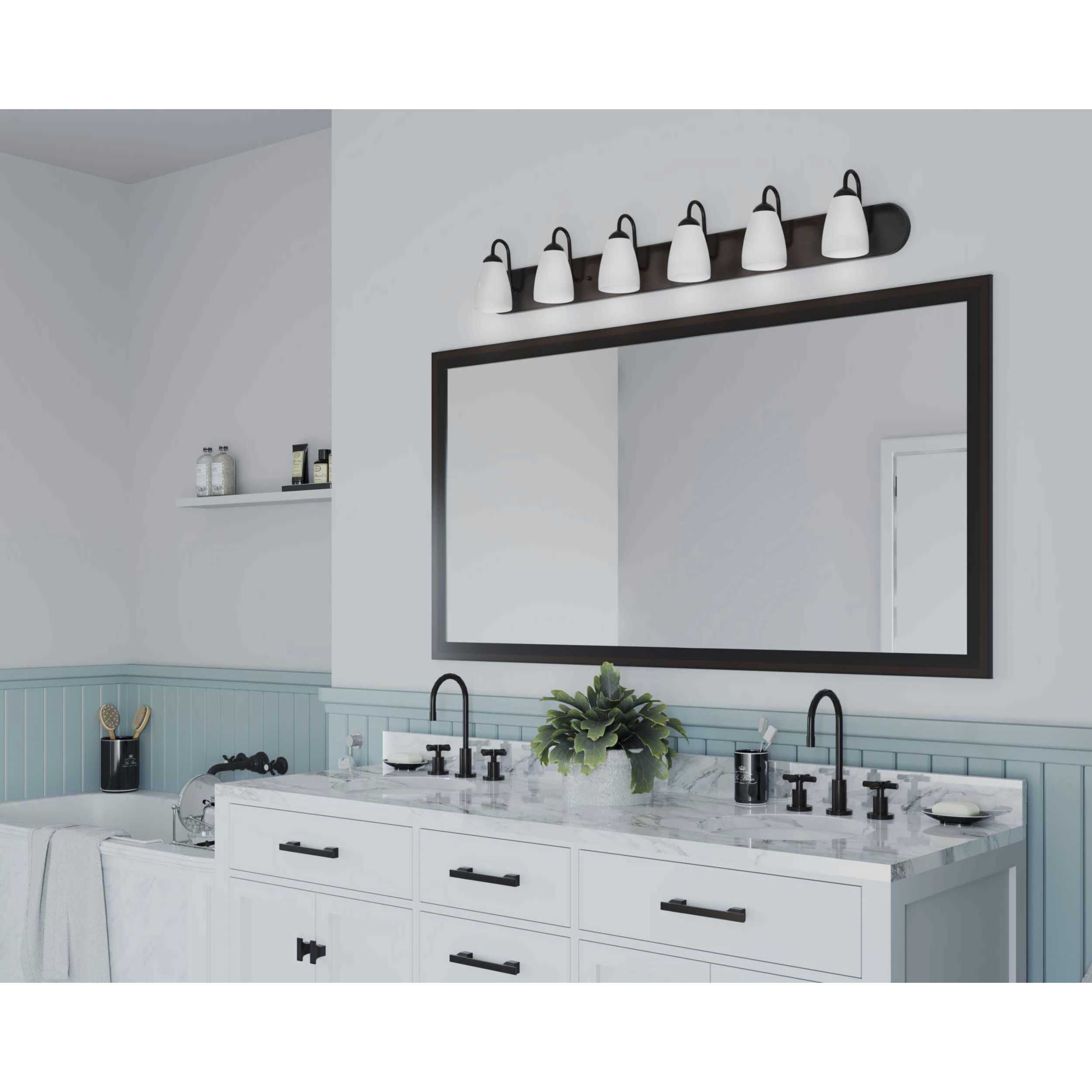 Gather 6 Light 48 inch Antique Bronze Bath Vanity Wall Light