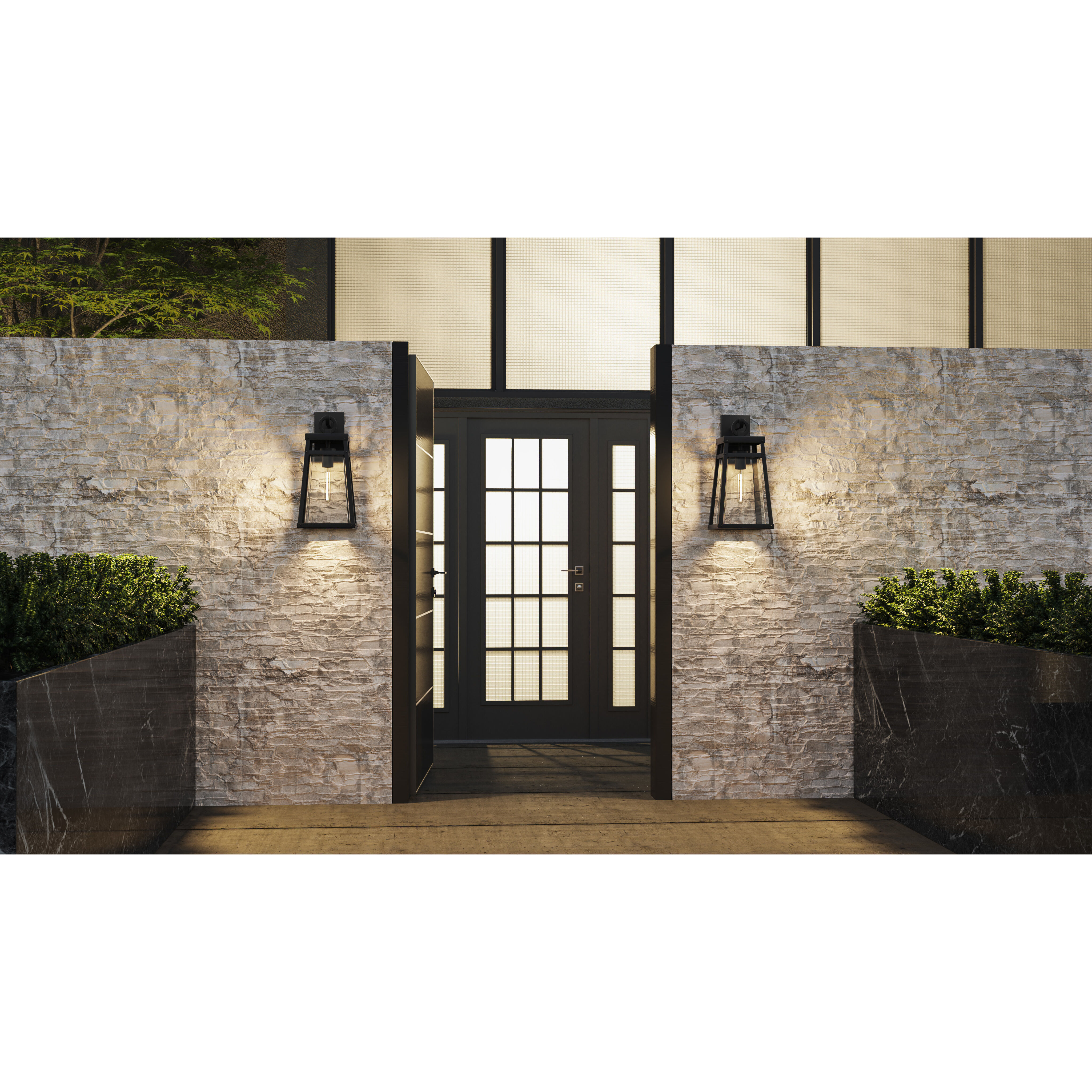 Godfrey 1 Light 21 inch Matte Black Outdoor Wall Lantern