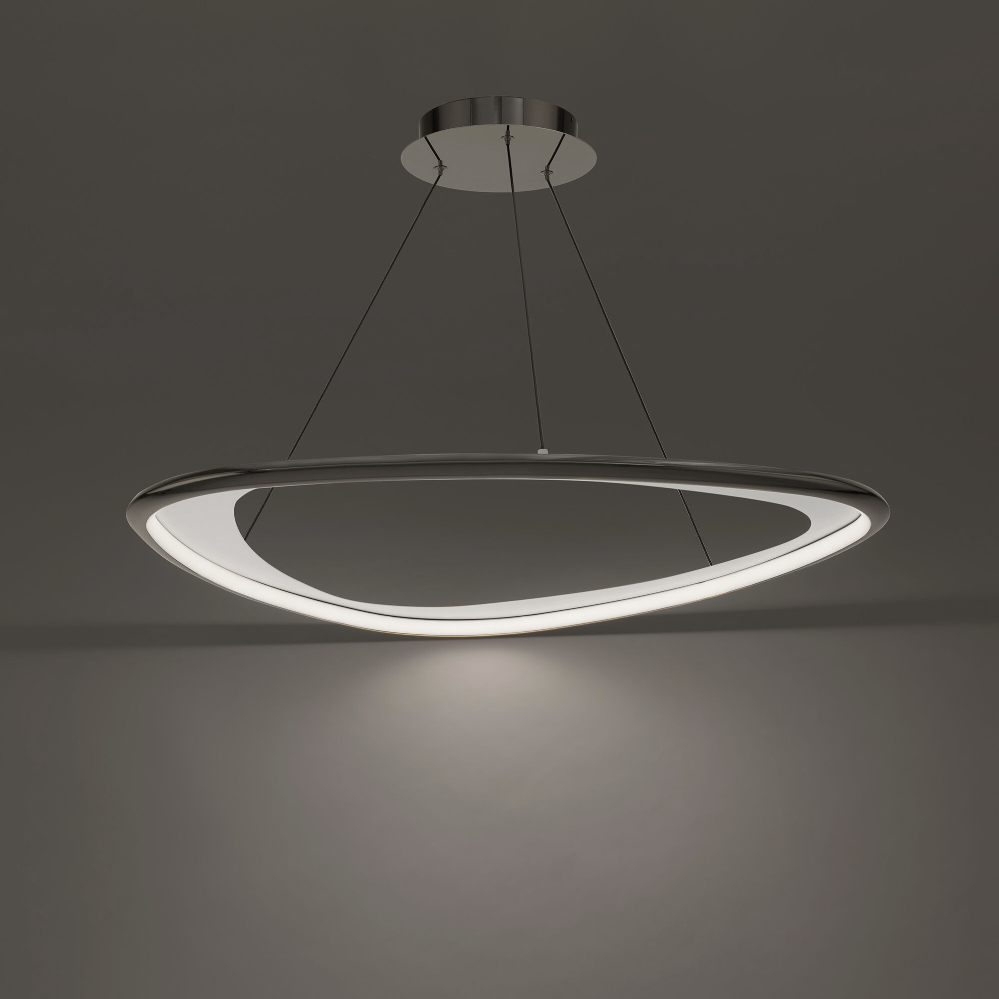 Oyster LED 33 inch Black Chrome Pendant Ceiling Light in 4000K, Black/Chrome, dweLED