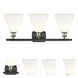 Ballston Ballston Cone LED 28 inch Black Antique Brass Bath Vanity Light Wall Light in Matte White Glass