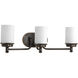 Glide 3 Light 24 inch Rubbed Bronze Bath Vanity Wall Light, Design Series