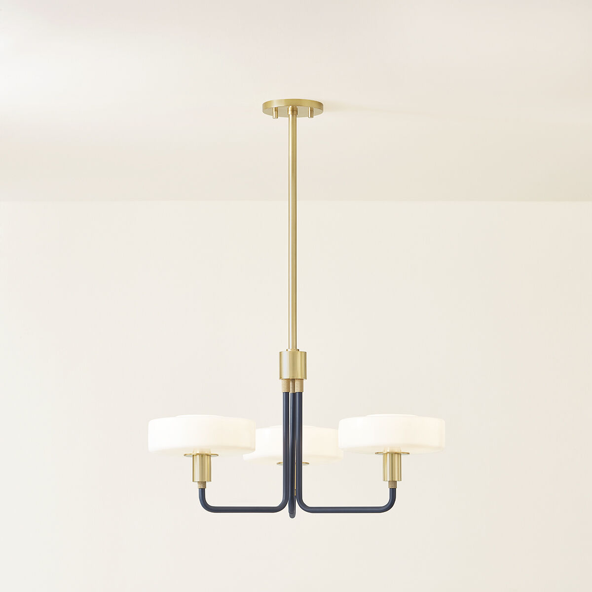 Aston 3 Light 24.25 inch Aged Brass/Slate Blue Chandelier Ceiling Light