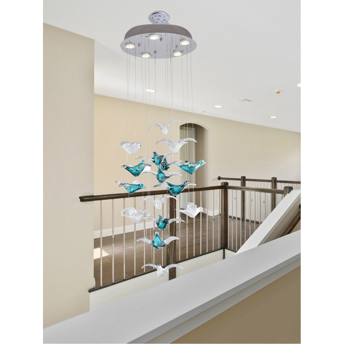 Dale Tiffany Flock of Birds Hand Blown Art Glass Hanging Light HAH19251