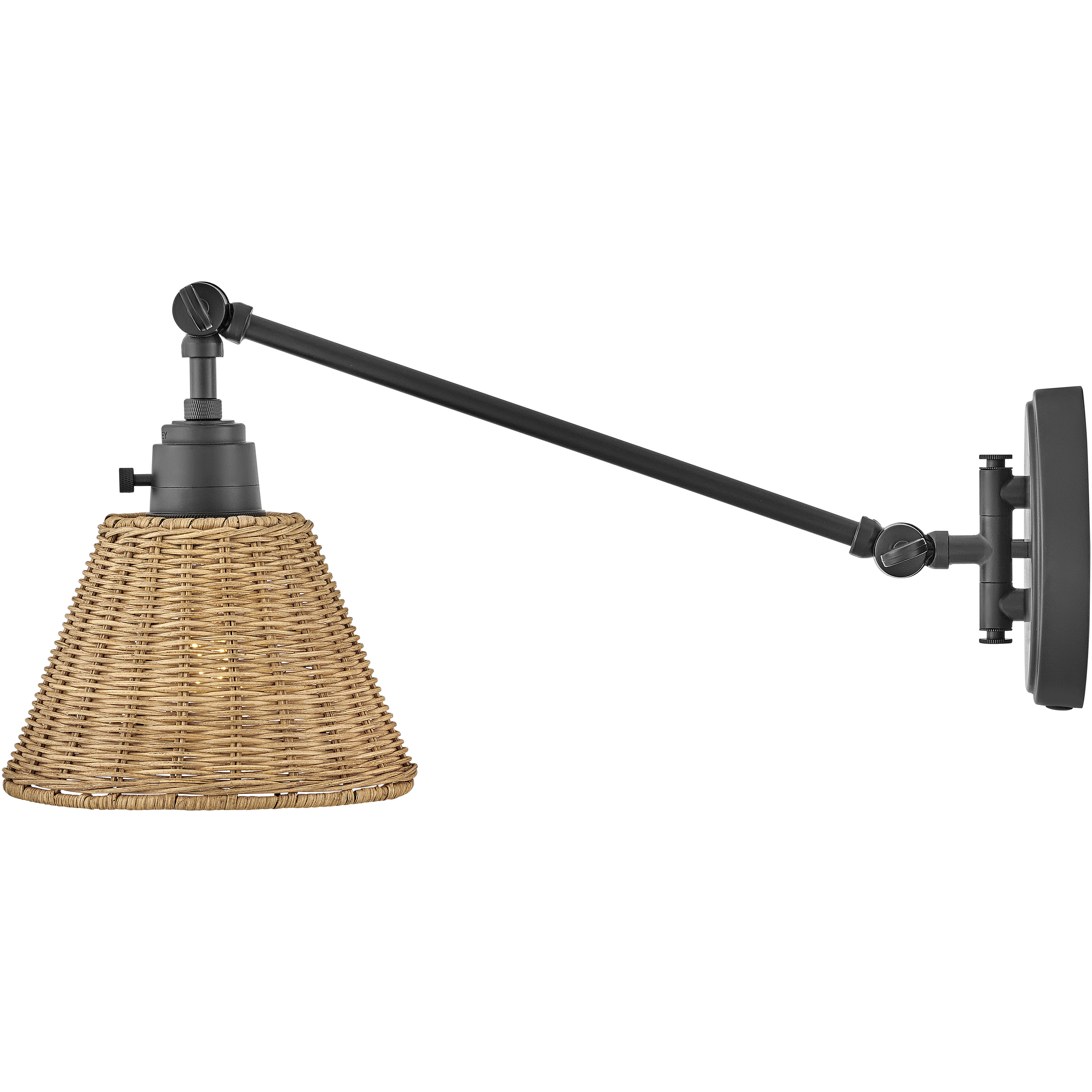 Arti 1 Light 7.75 inch Black Indoor Wall Sconce Wall Light in Black / Natural Rattan