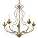 Katarina 5 Light 23 inch Antique Gold Leaf Chandelier Ceiling Light