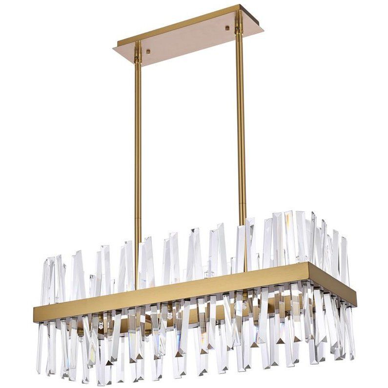 Serephina 16 Light 30 inch Satin Gold Linear Chandelier Ceiling Light