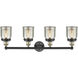 Bell 4 Light 33.5 inch Black Antique Brass Bath Vanity Light Wall Light in Silver Plated Mercury Glass, Small
