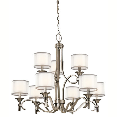 Lacey 9 Light 34 inch Antique Pewter Chandelier 2 Tier Large Ceiling Light, 2 Tier