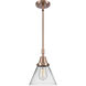 Franklin Restoration X-Large Cone LED 12 inch Antique Copper Mini Pendant Ceiling Light in Clear Glass