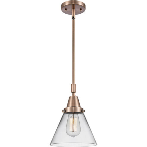 Franklin Restoration X-Large Cone LED 12 inch Antique Copper Mini Pendant Ceiling Light in Clear Glass