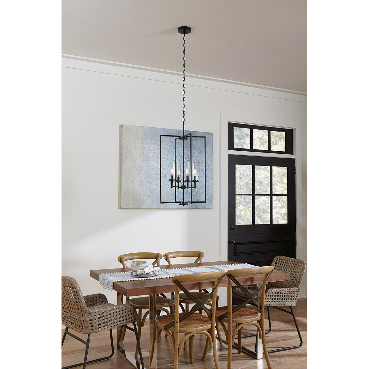 Matte black entryway outlet light