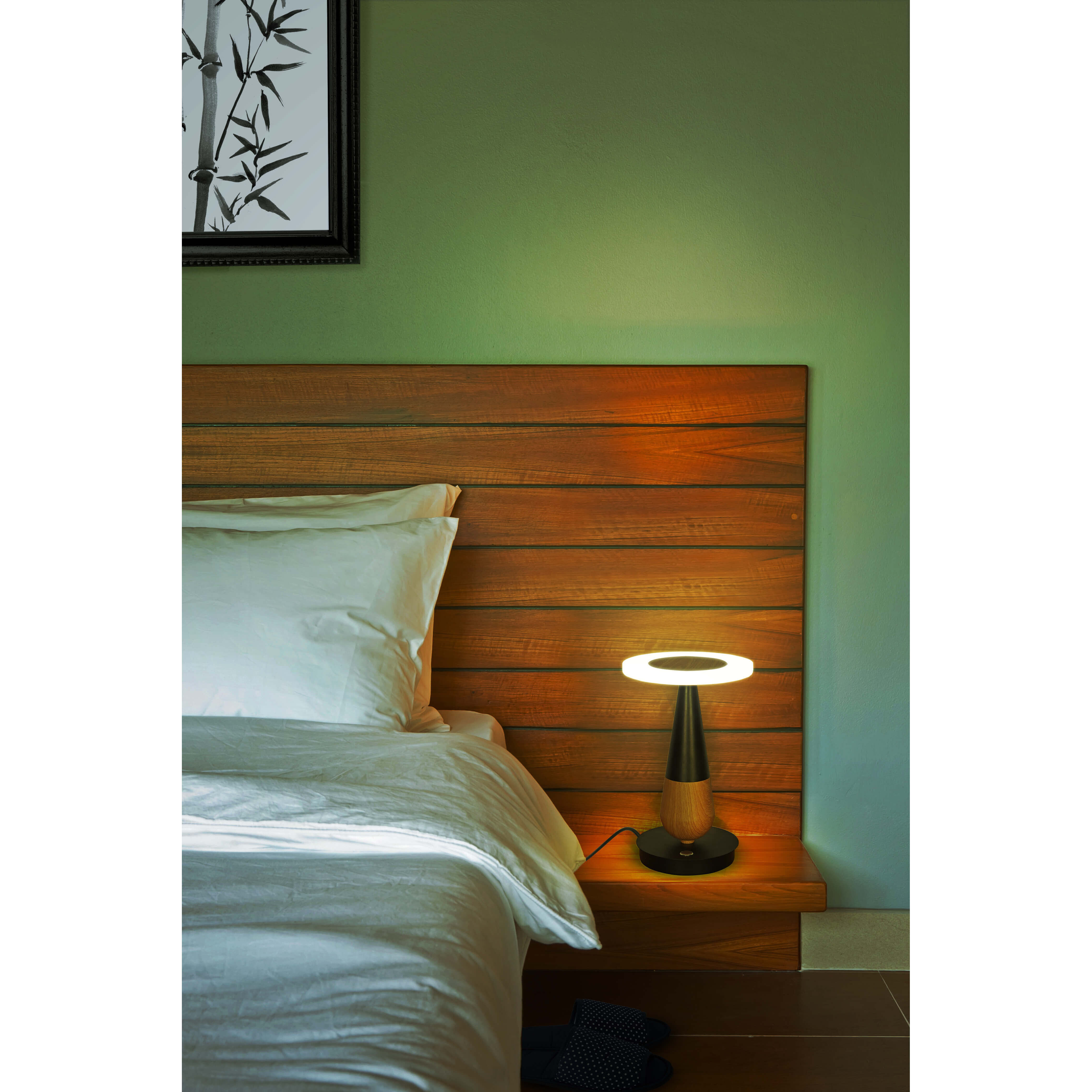 Silva 11.5 inch 8 watt Plated Wood/Black Table Lamp Portable Light