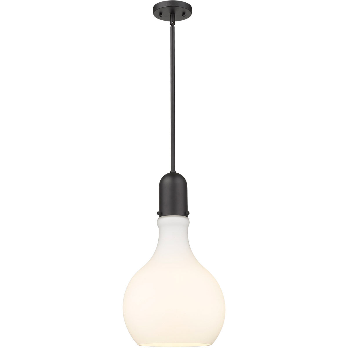 Amherst 1 Light 12 inch Matte Black Mini Pendant Ceiling Light in Matte White Glass
