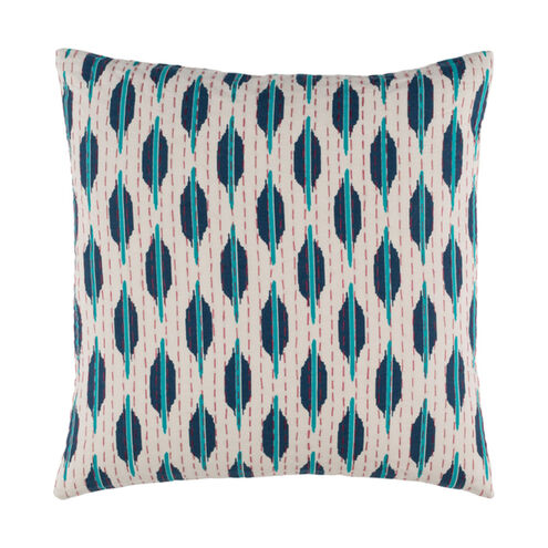 Kantha 20 X 20 inch Teal and Navy Throw Pillow