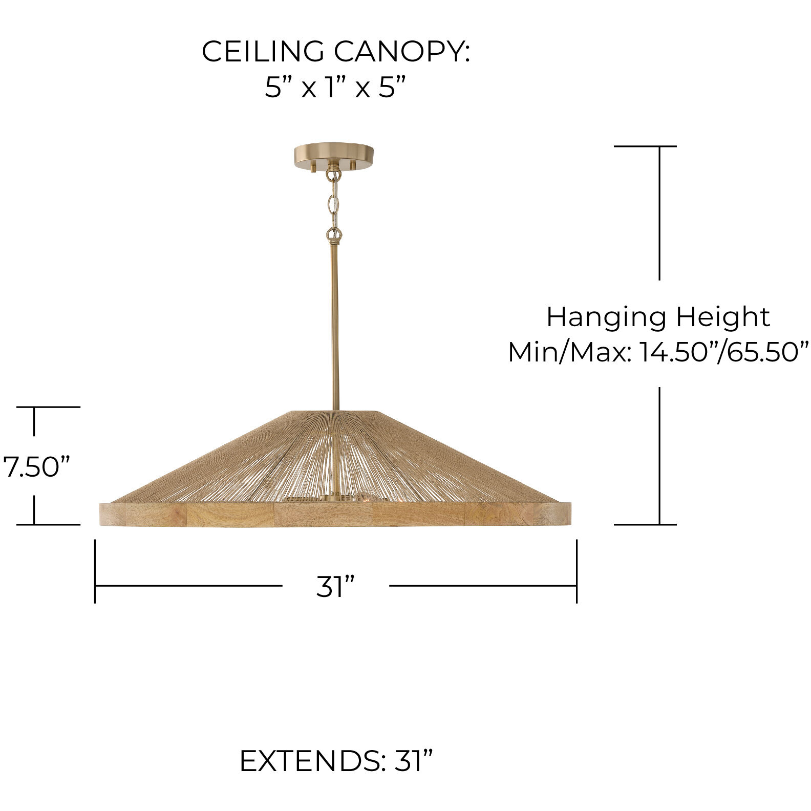 Maya 4 Light 31 inch Matte Brass Pendant Ceiling Light