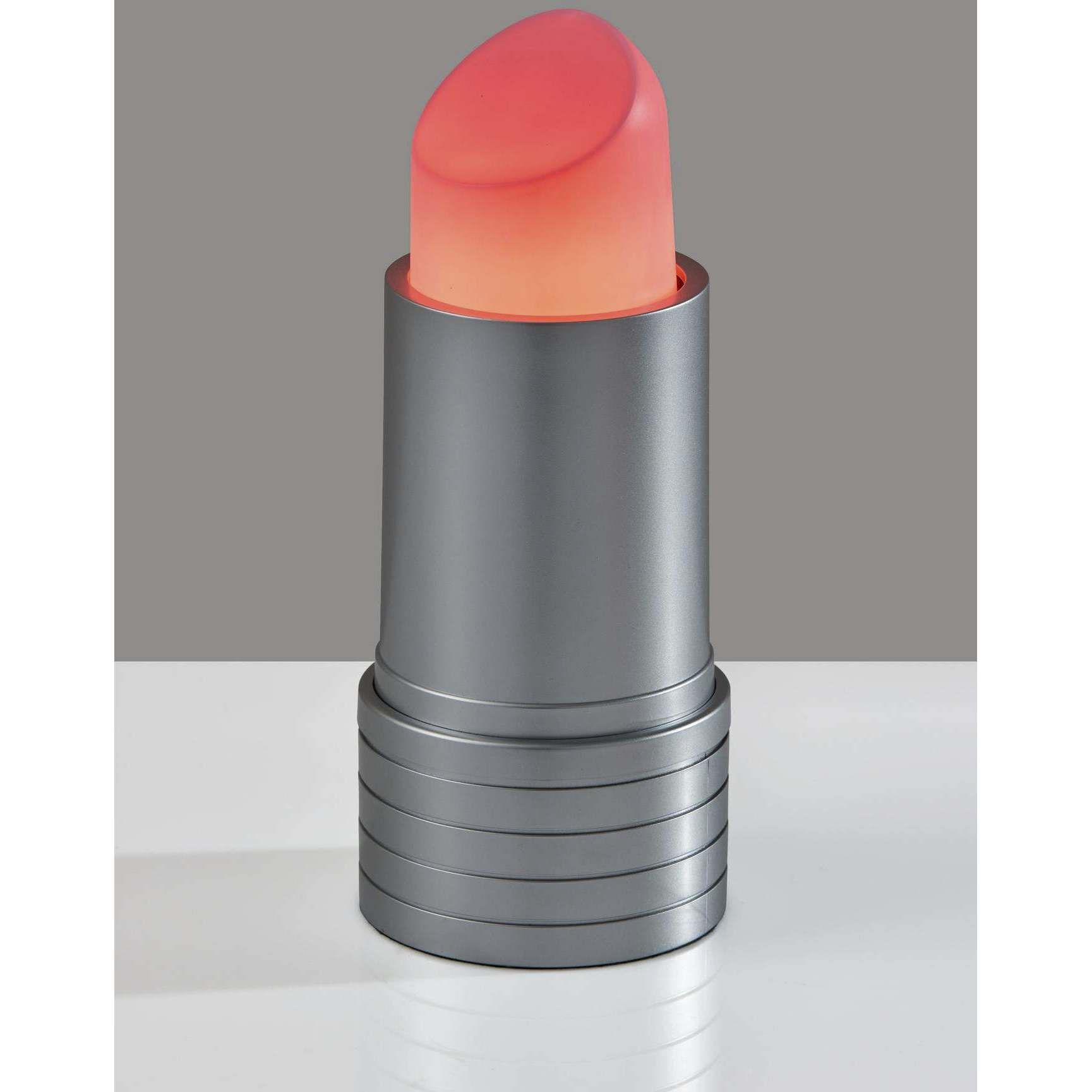 Lipstick 8 inch 3.50 watt Silver Table Lamp Portable Light, Simplee Adesso