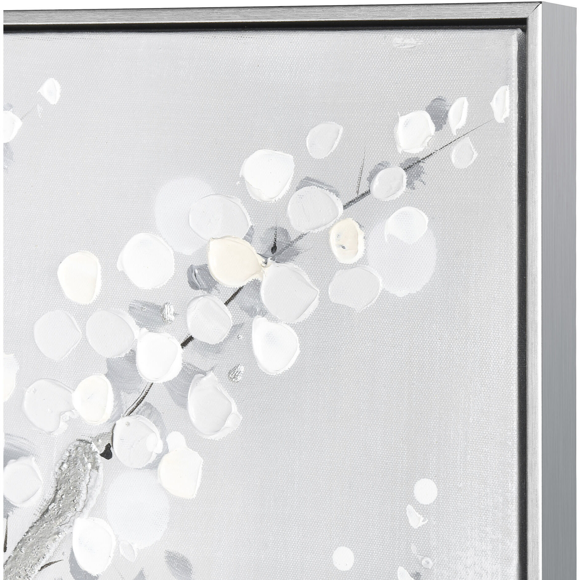 Meadow Mist Gray with White and Silver Framed Wall Art, Set of 2