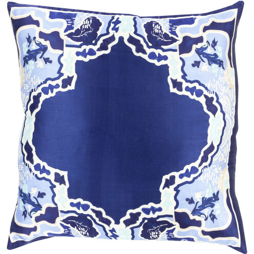 Geisha 22 inch Aqua / Blue / Ivory / Light Beige / Dark Blue Accent Pillow