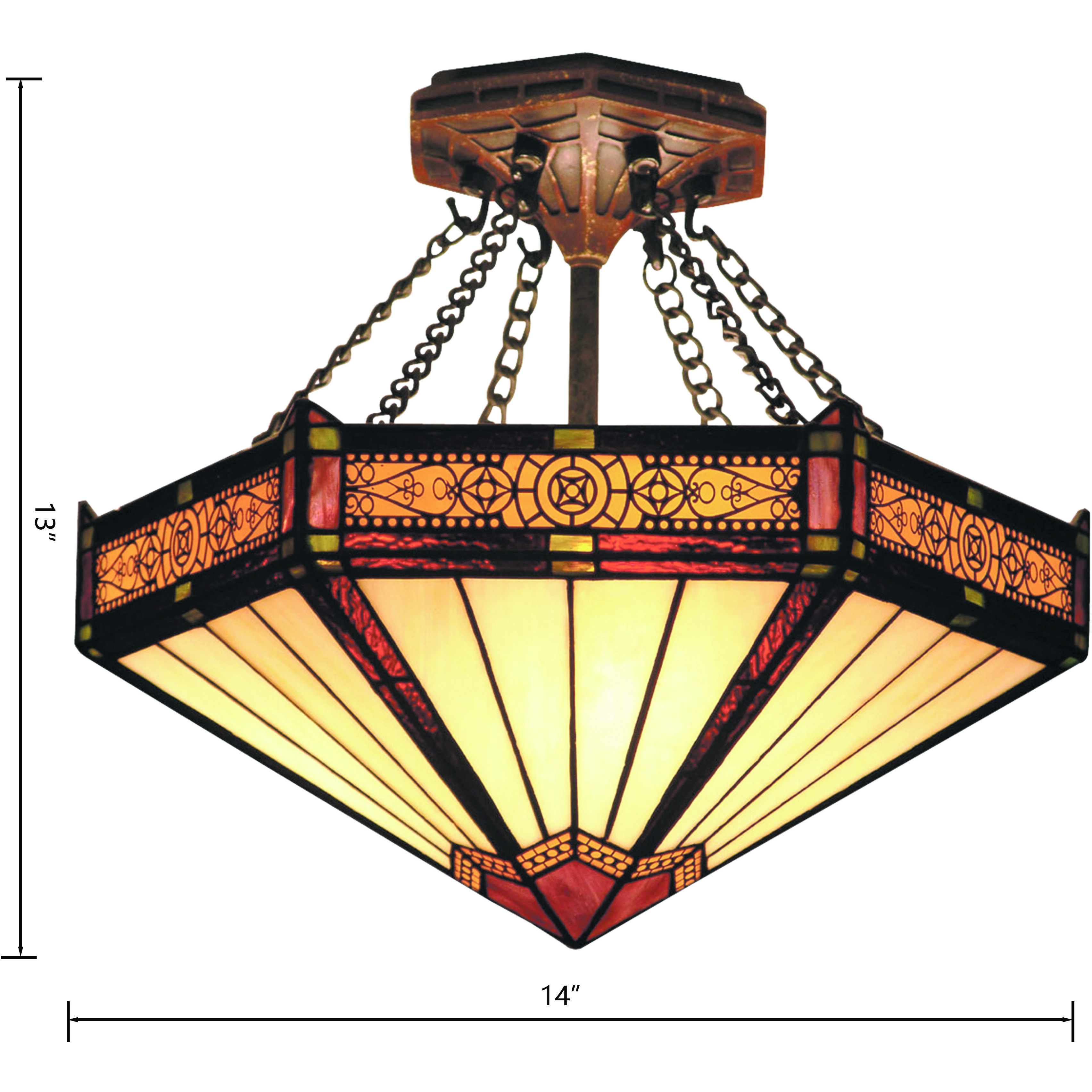 Filigree 3 Light 14 inch Aged Bronze Semi Flush Mount Ceiling Light