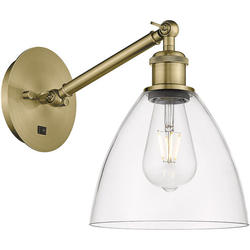 Ballston Dome LED 8 inch Antique Brass Sconce Wall Light in Clear Glass