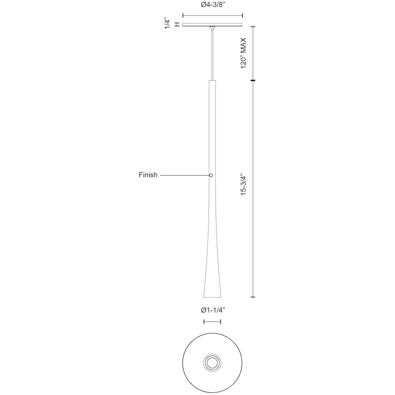 Taper Pendant Ceiling Light in Chrome