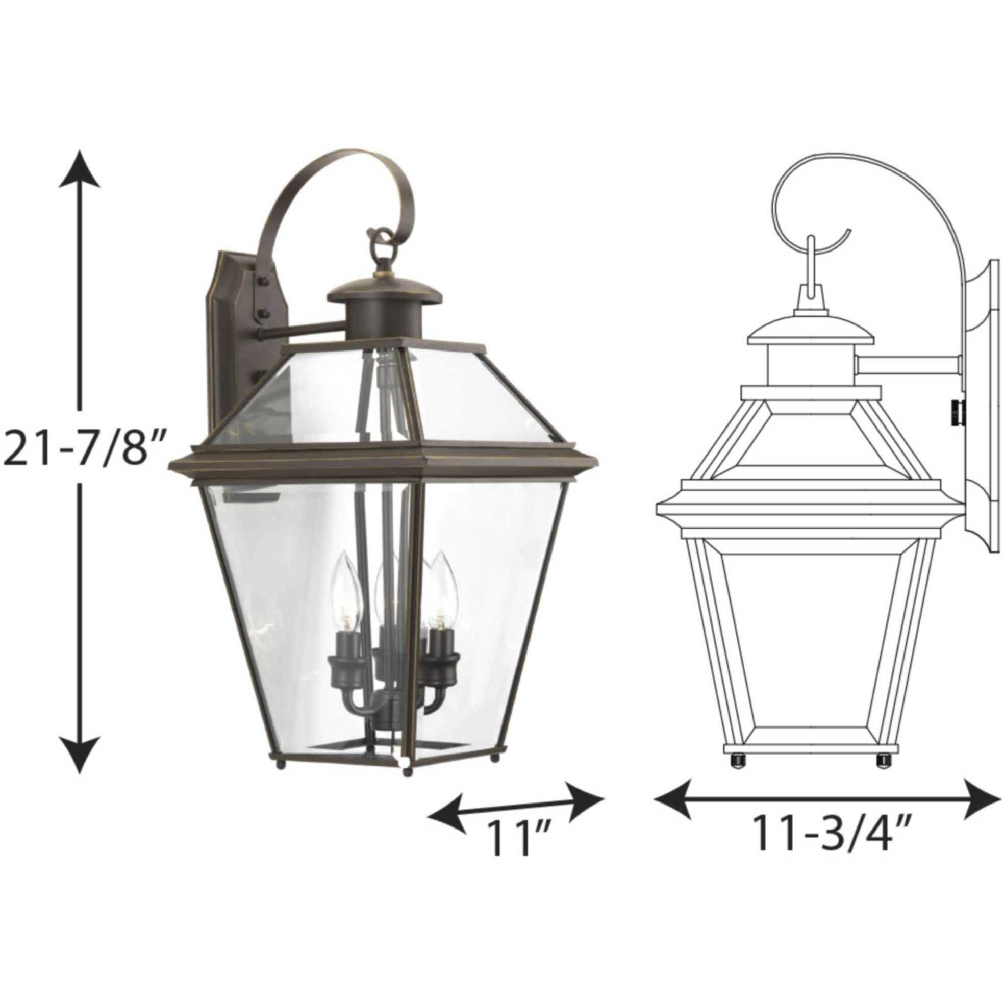 Burlington 3 Light 22 inch Antique Bronze Outdoor Wall Lantern, Large