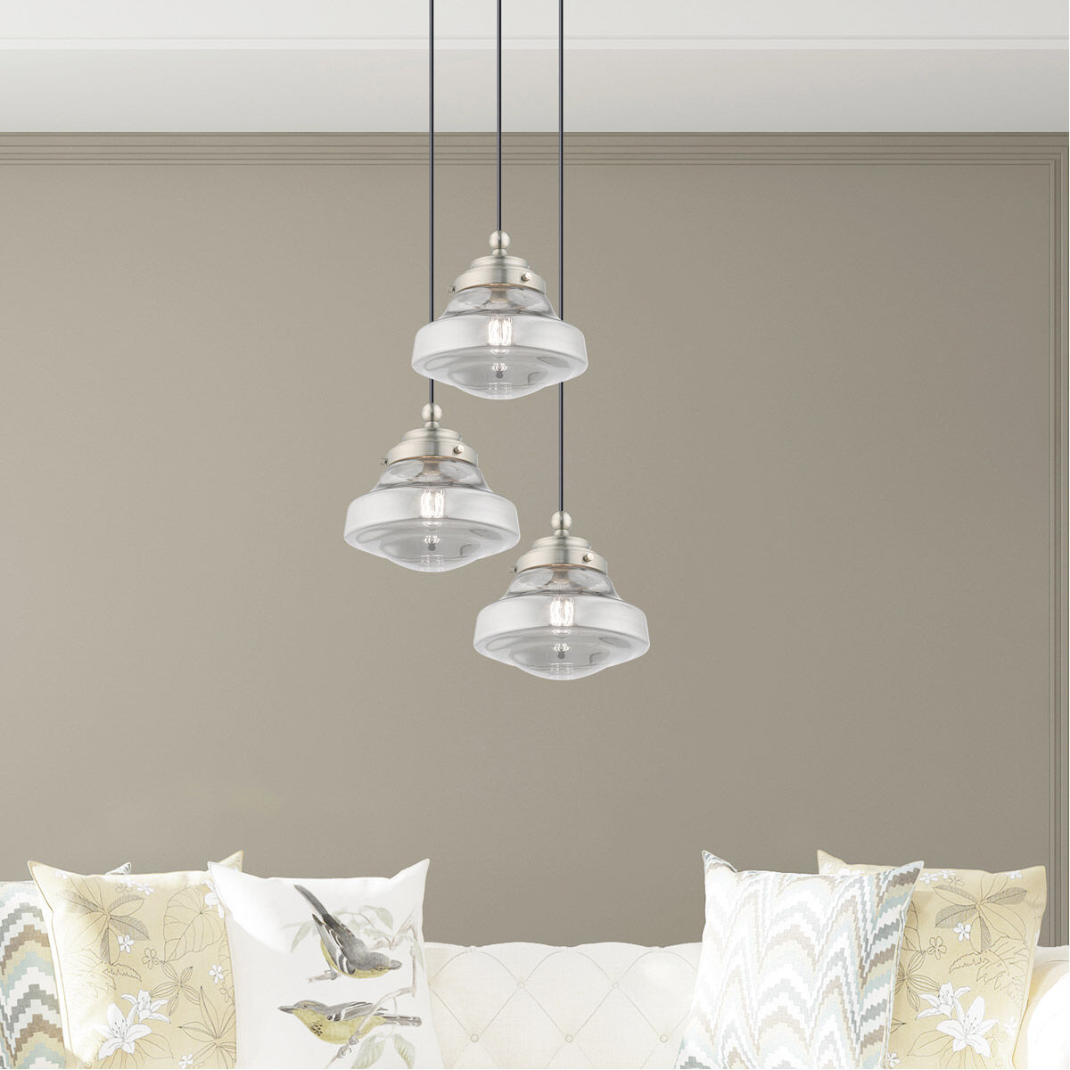 Art Glass 1 Light 9 inch Brushed Nickel Mini Pendant Ceiling Light