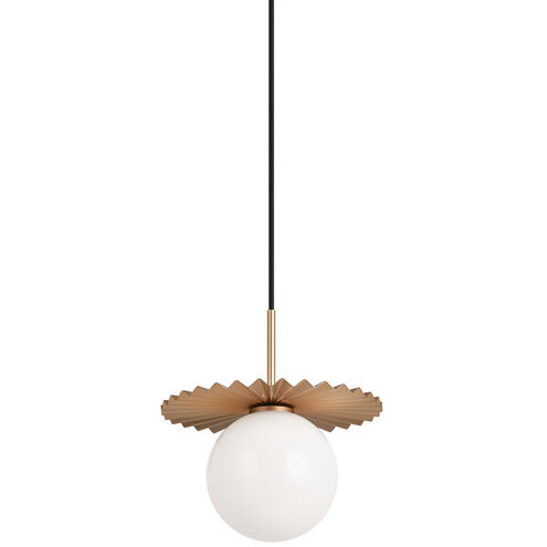 Modern Ruff 1 Light 9 inch Matte Gold Pendant Ceiling Light in Matte Gold and Opal Glass