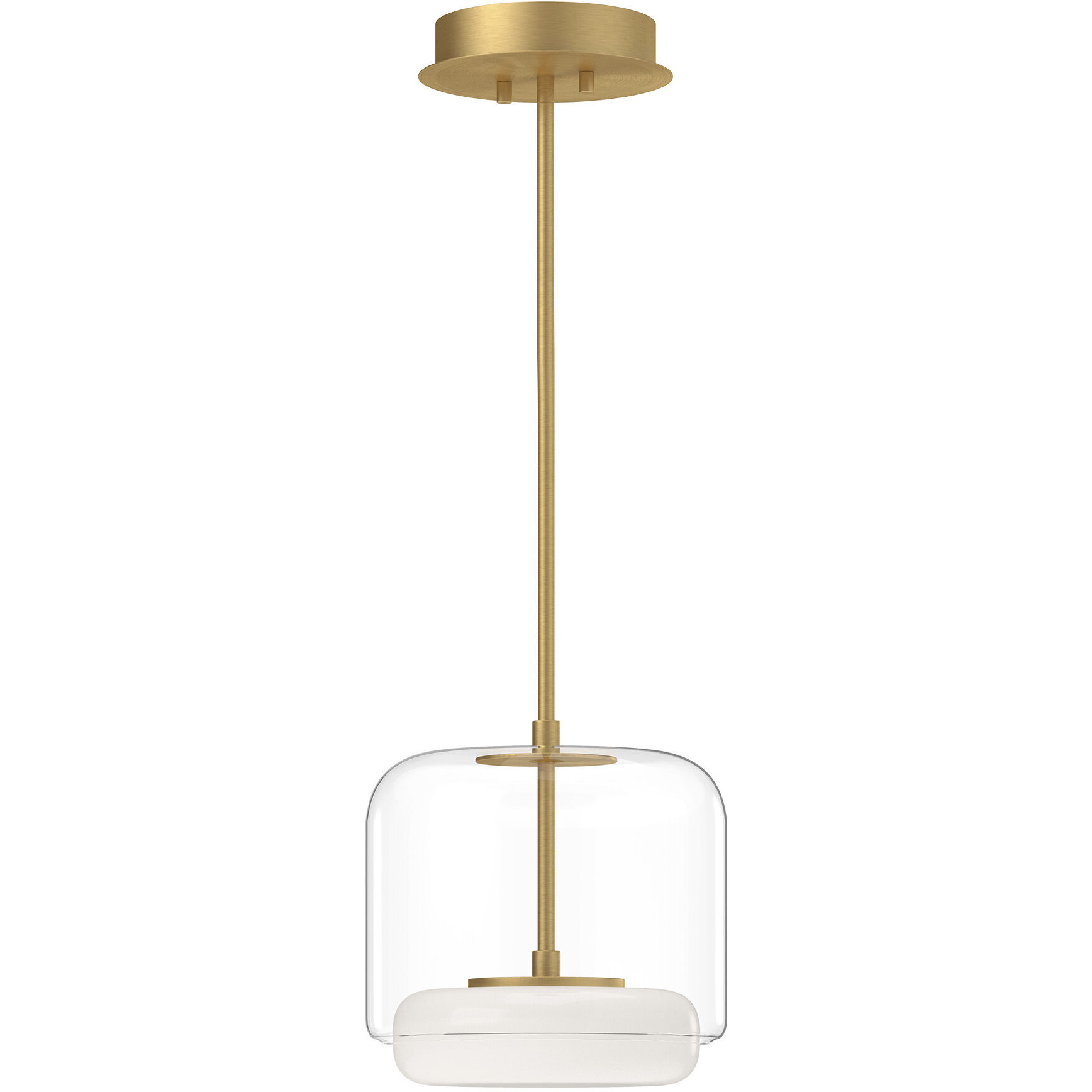 Enkel LED 10.25 inch Clear/Brushed Gold Pendant Ceiling Light in Clear Glass Shade