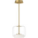 Enkel LED 10.25 inch Clear/Brushed Gold Pendant Ceiling Light in Clear Glass Shade