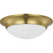 Etched Glass Close-to-Ceiling 1 Light 11.5 inch Satin Brass Flush Mount Ceiling Light