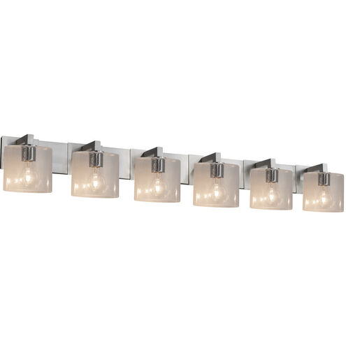 Fusion 6 Light 55.5 inch Brushed Nickel Bath Bar Wall Light in Oval, Incandescent, Seeded Fusion, Oval
