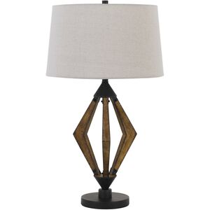 Valence 29 inch 150 watt Black and Pine Wood Table Lamp Portable Light