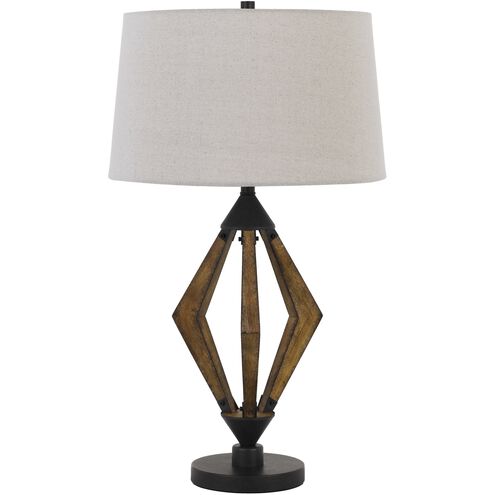 Valence 29 inch 150 watt Black and Pine Wood Table Lamp Portable Light